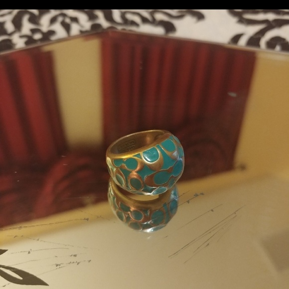Coach Miranda Enamel Domed Ring Teal - Picture 2 of 6